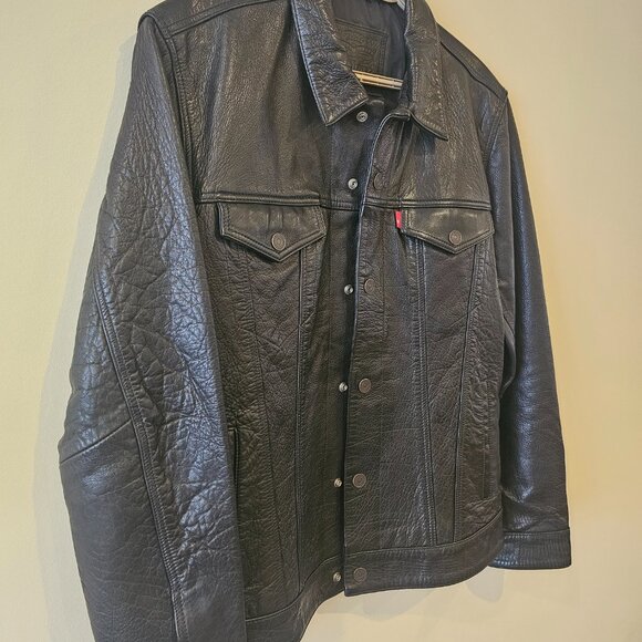 LEVI STRAUSS REAL Cowhide LEATHER Truckers Jacket - Picture 2 of 8